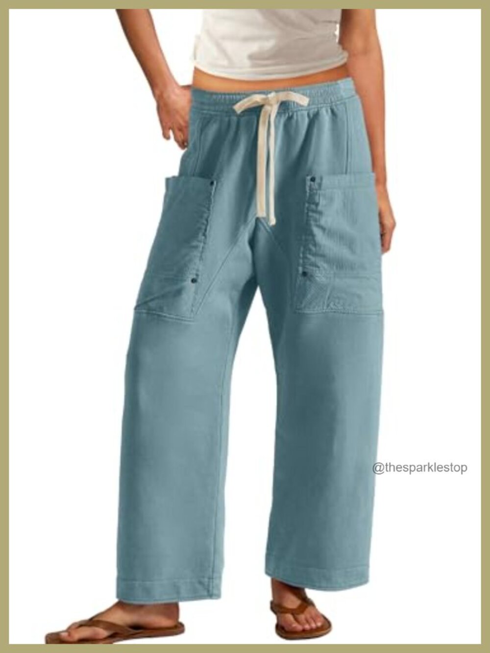 Wide Leg Sweatpants Baggy Barrel High Waist Drawstring Corduroy Pockets